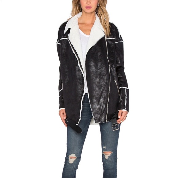 One Teaspoon Silver Cannon Faux Fur Coat Size S